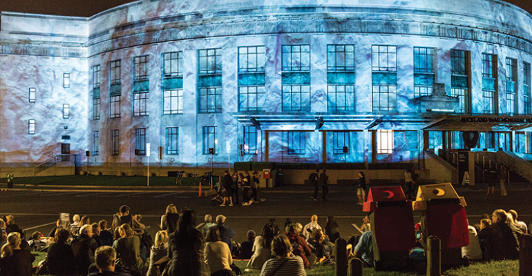 Projection by Joseph Michael onto the Auckland War Memorial